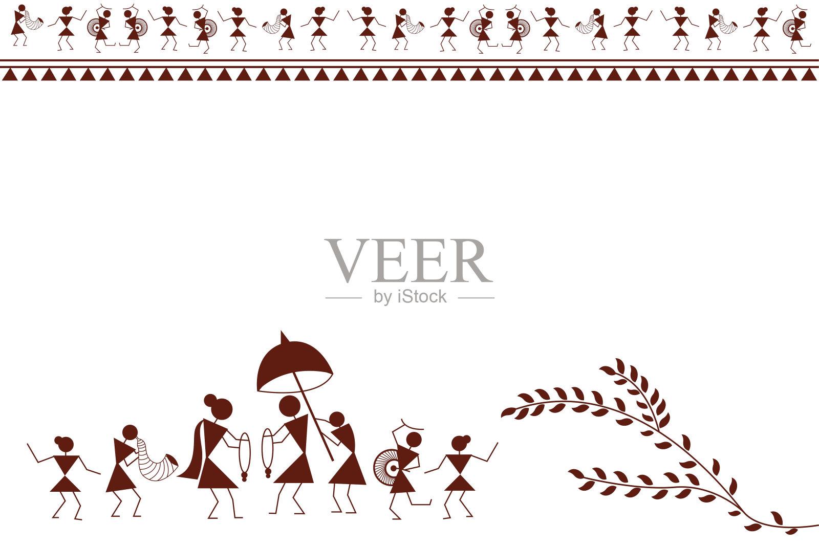 Warli艺术背景插画图片素材