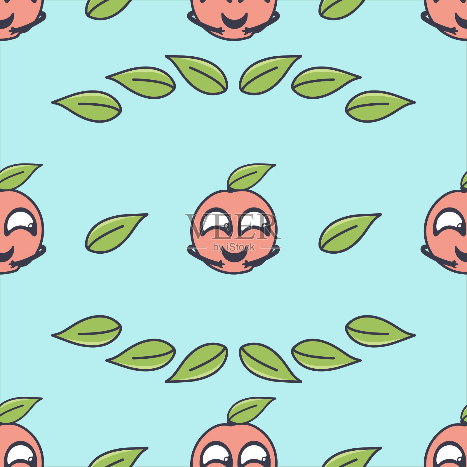 可爱复古桃图案插画图片素材