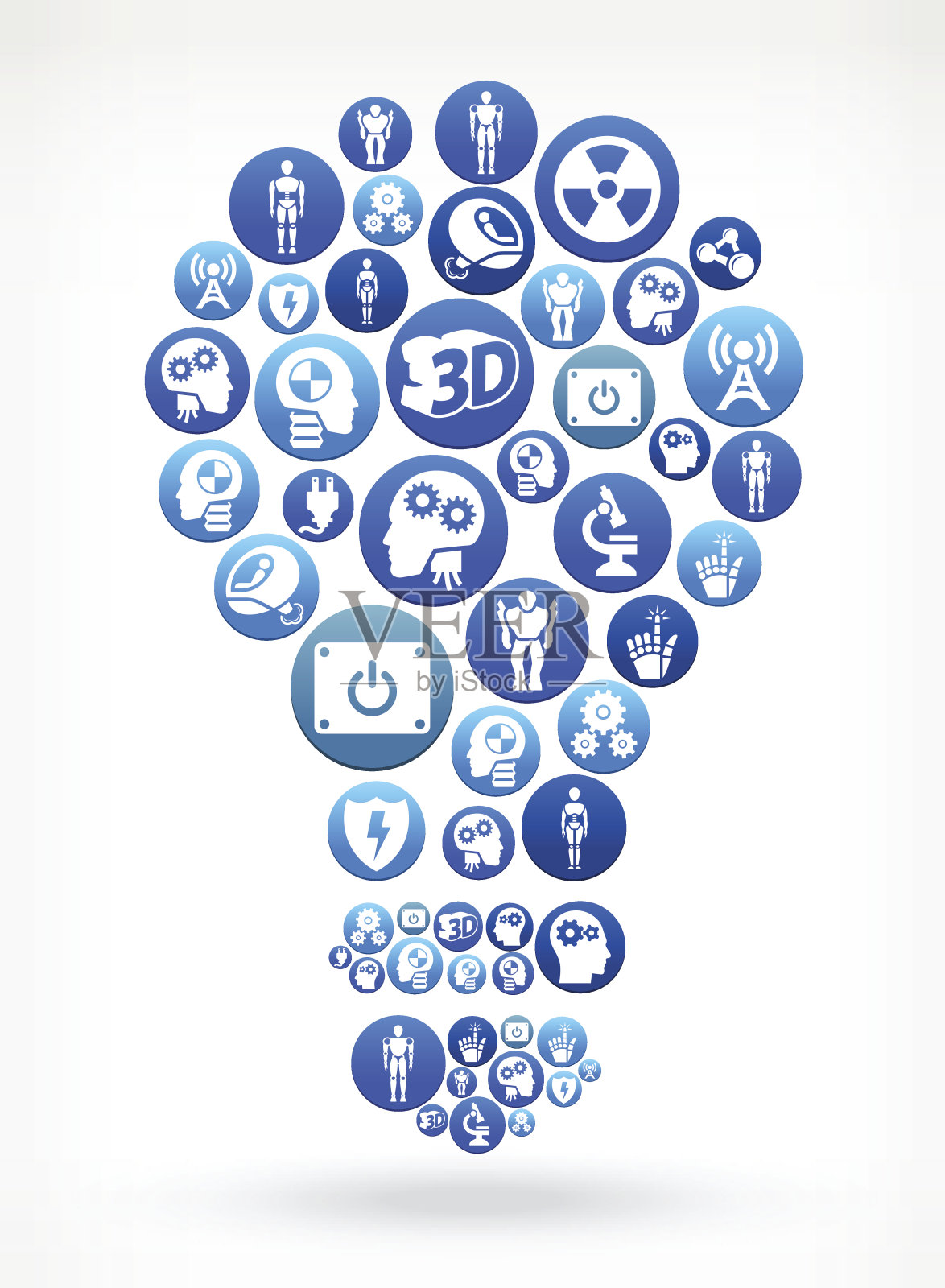 灯泡机器人和机器人矢量按钮模式插画图片素材