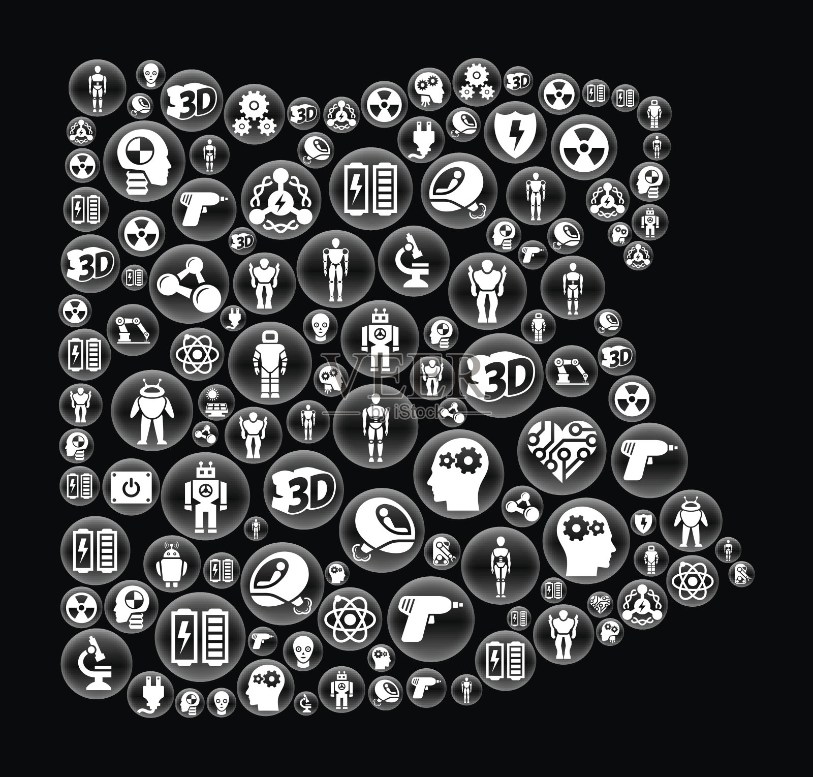 埃及机器人和机器人黑色矢量按钮模式插画图片素材