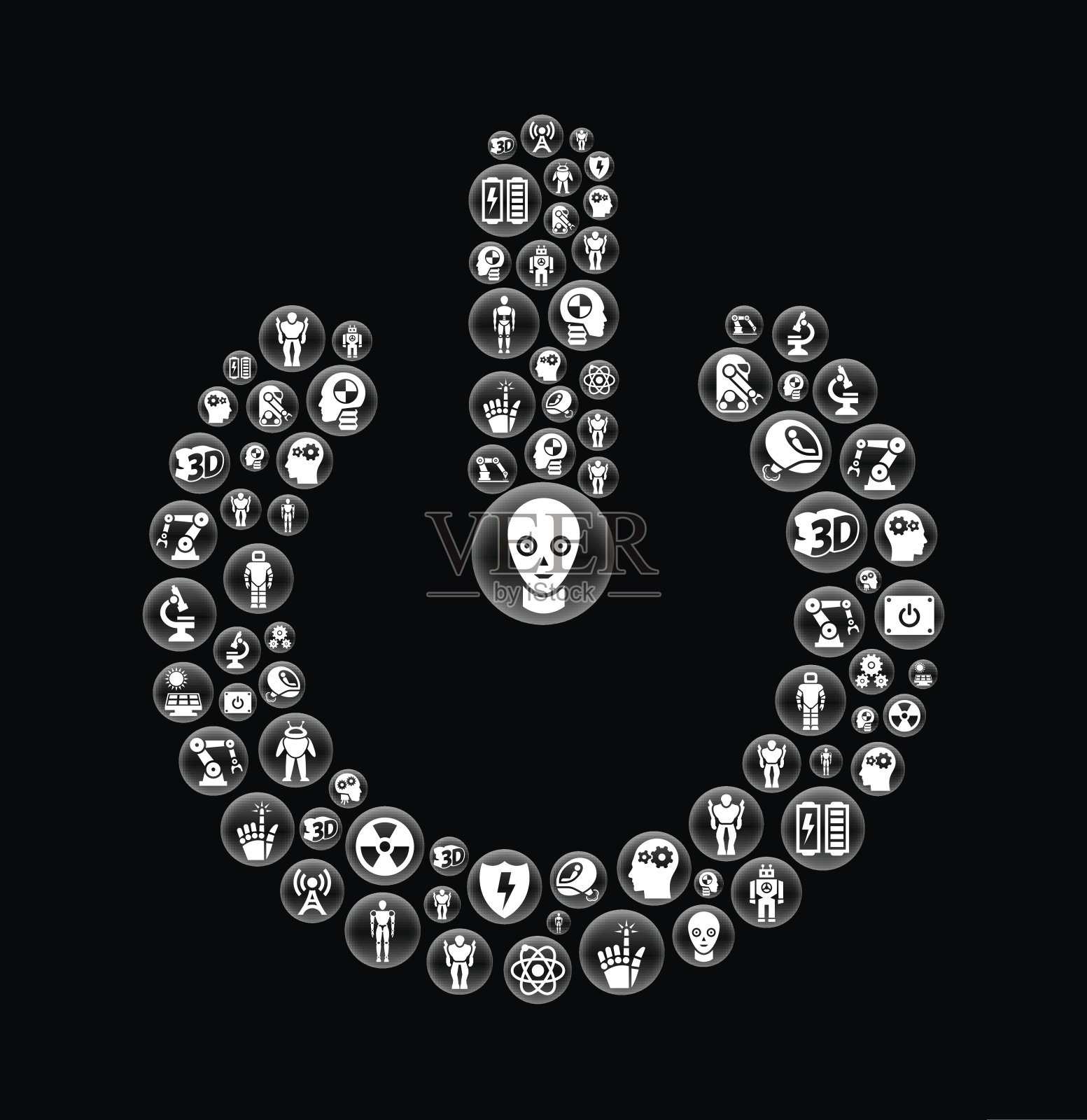 电源按钮机器人和机器人黑色矢量按钮模式插画图片素材