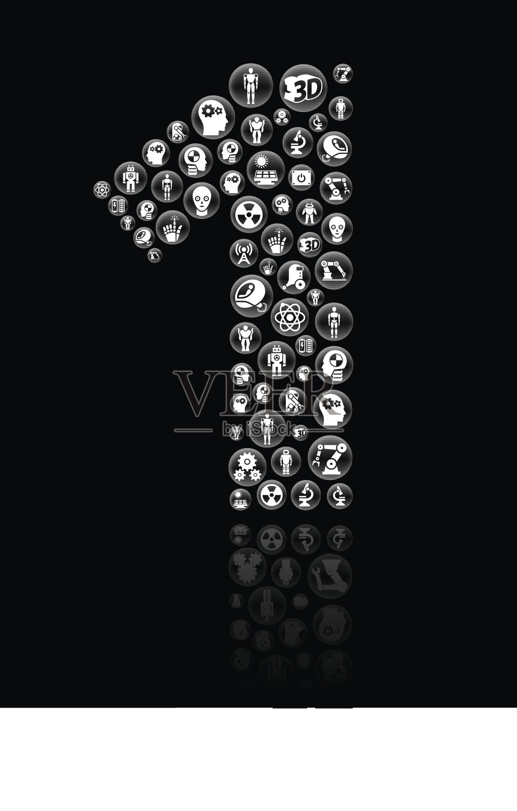 一个机器人和机器人黑色矢量按钮模式插画图片素材