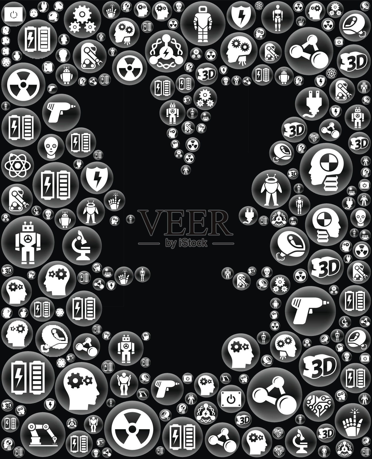 日元机器人和机器人黑色矢量按钮模式插画图片素材