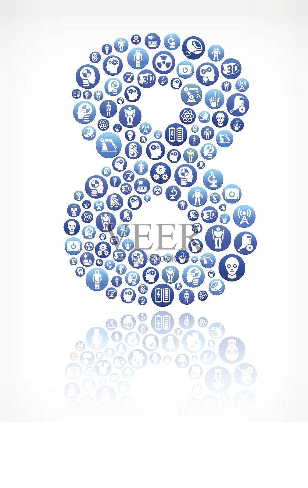 8个机器人和机器人矢量按钮模式插画图片素材