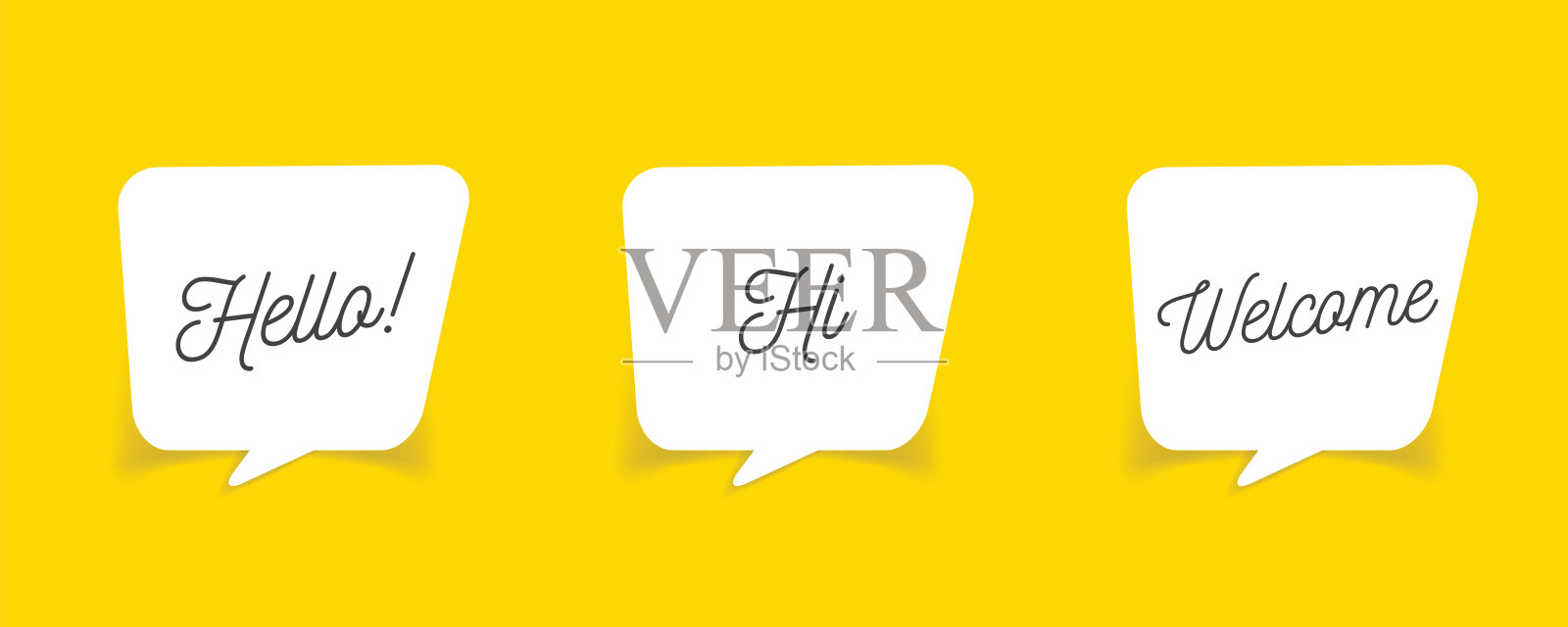 可爱的矢量语音气泡图标与你好问候股票插图插画图片素材