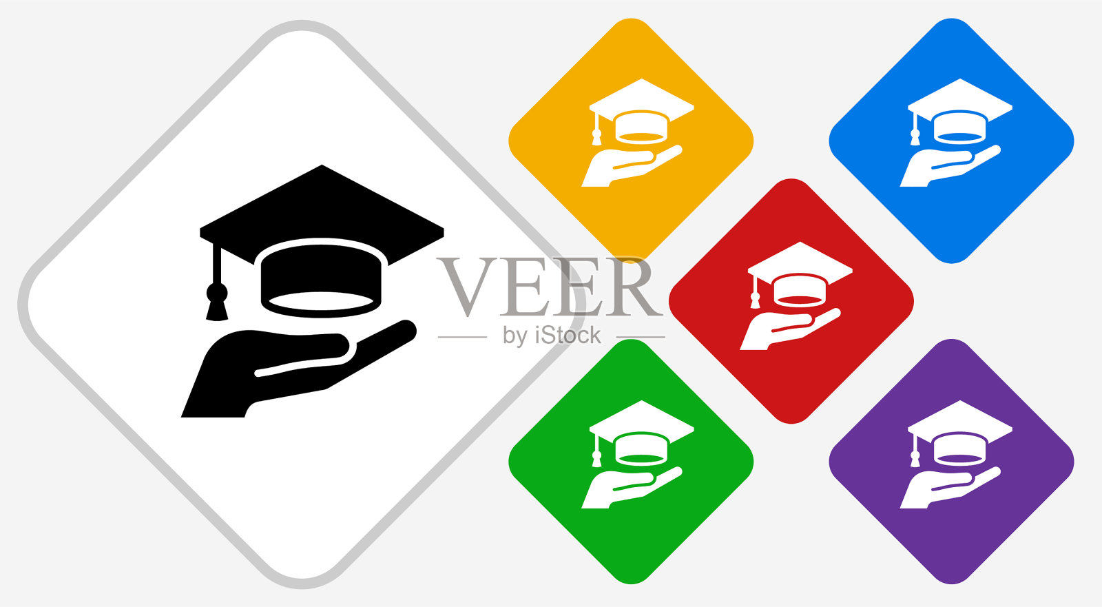 手拿毕业帽图标插画图片素材