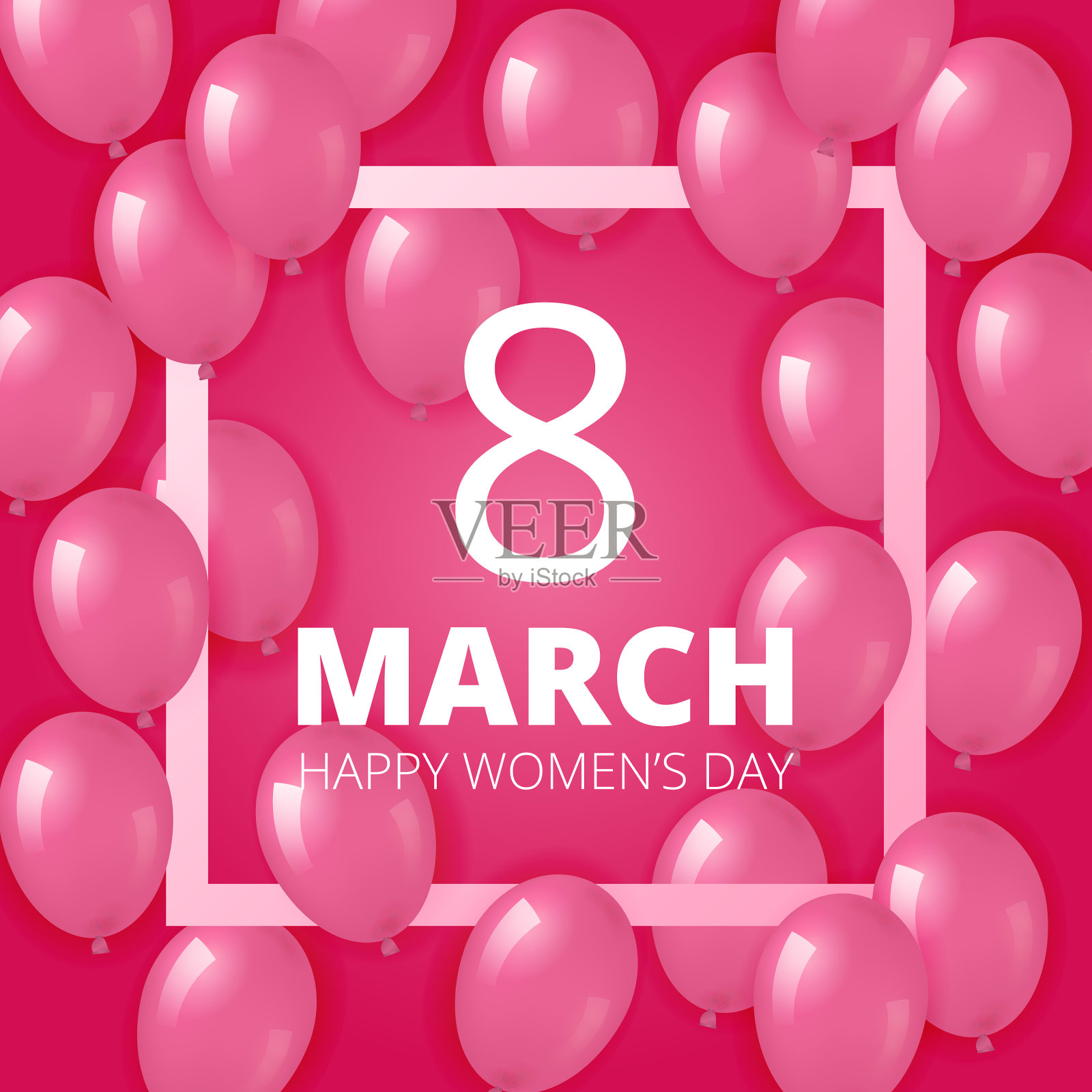 背景与氦气球和框架插画图片素材