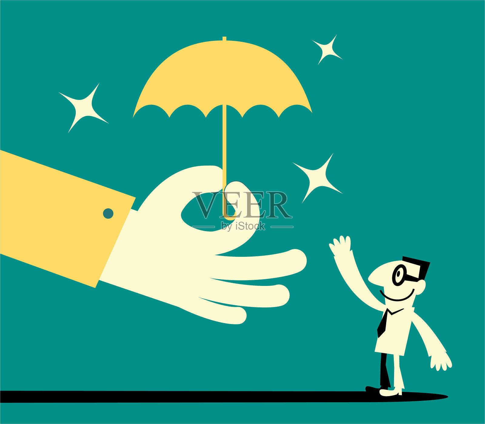 给商人打伞的大手插画图片素材