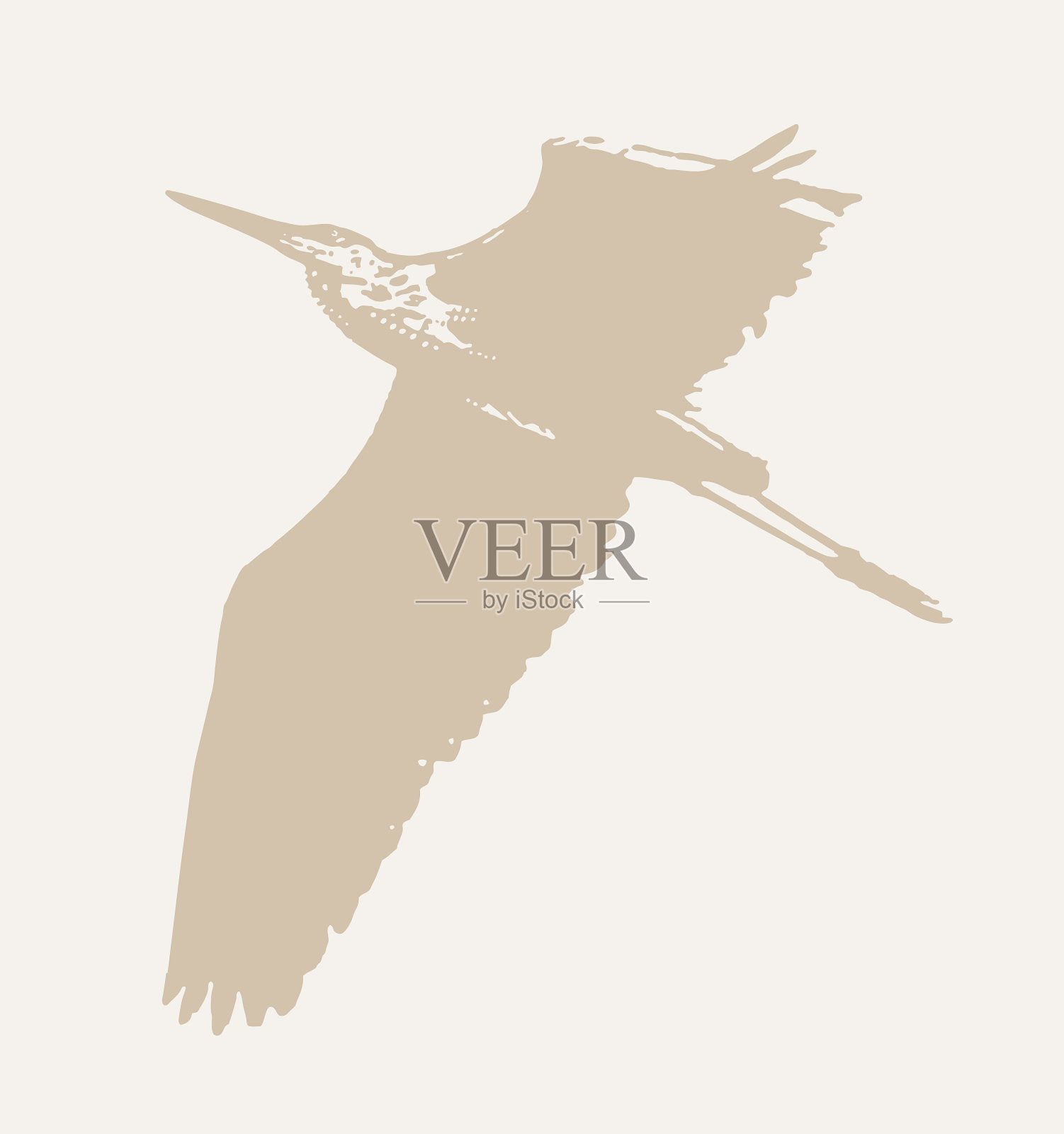 大蓝鹭飞翔插画图片素材