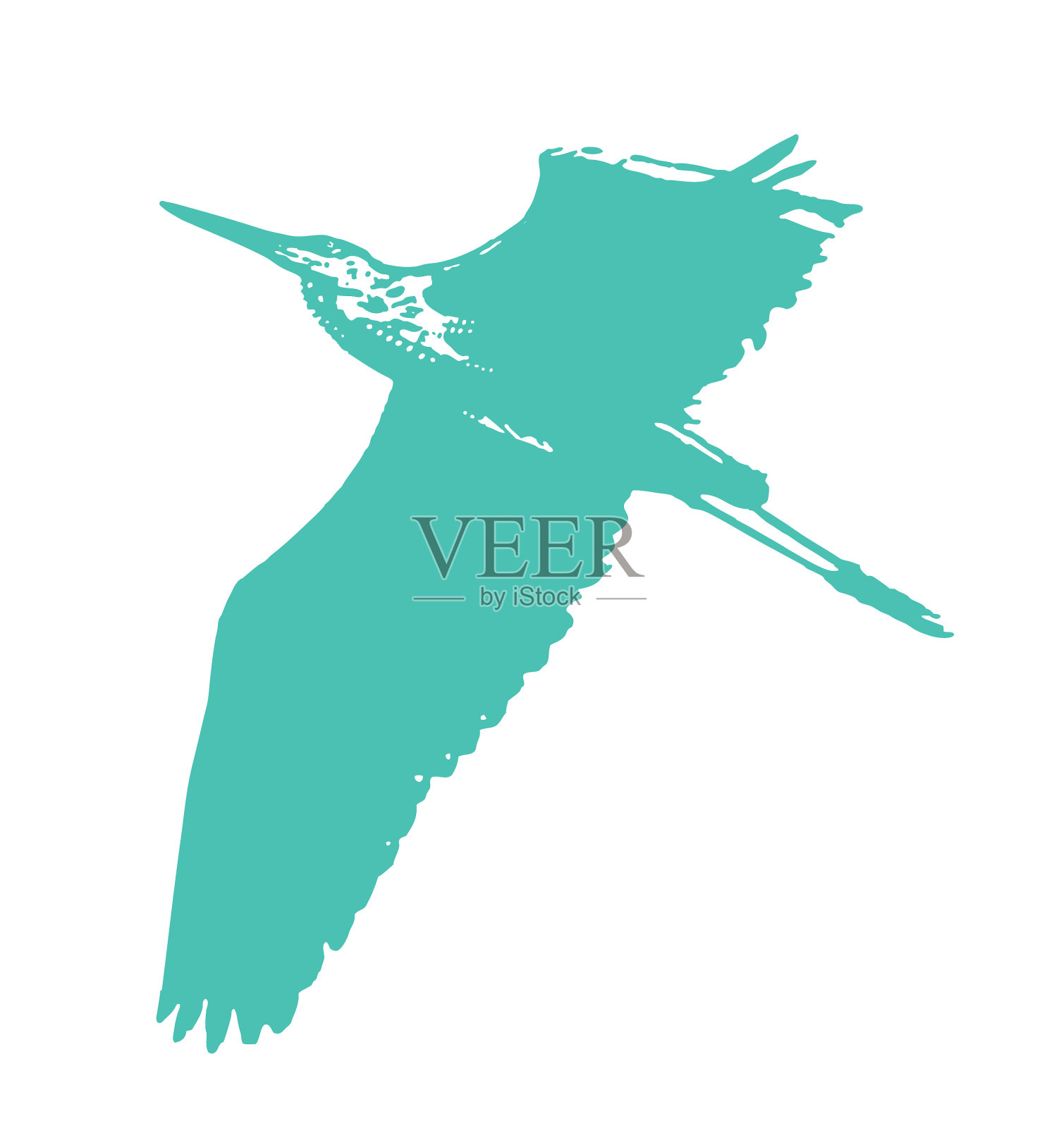 大蓝鹭飞翔插画图片素材