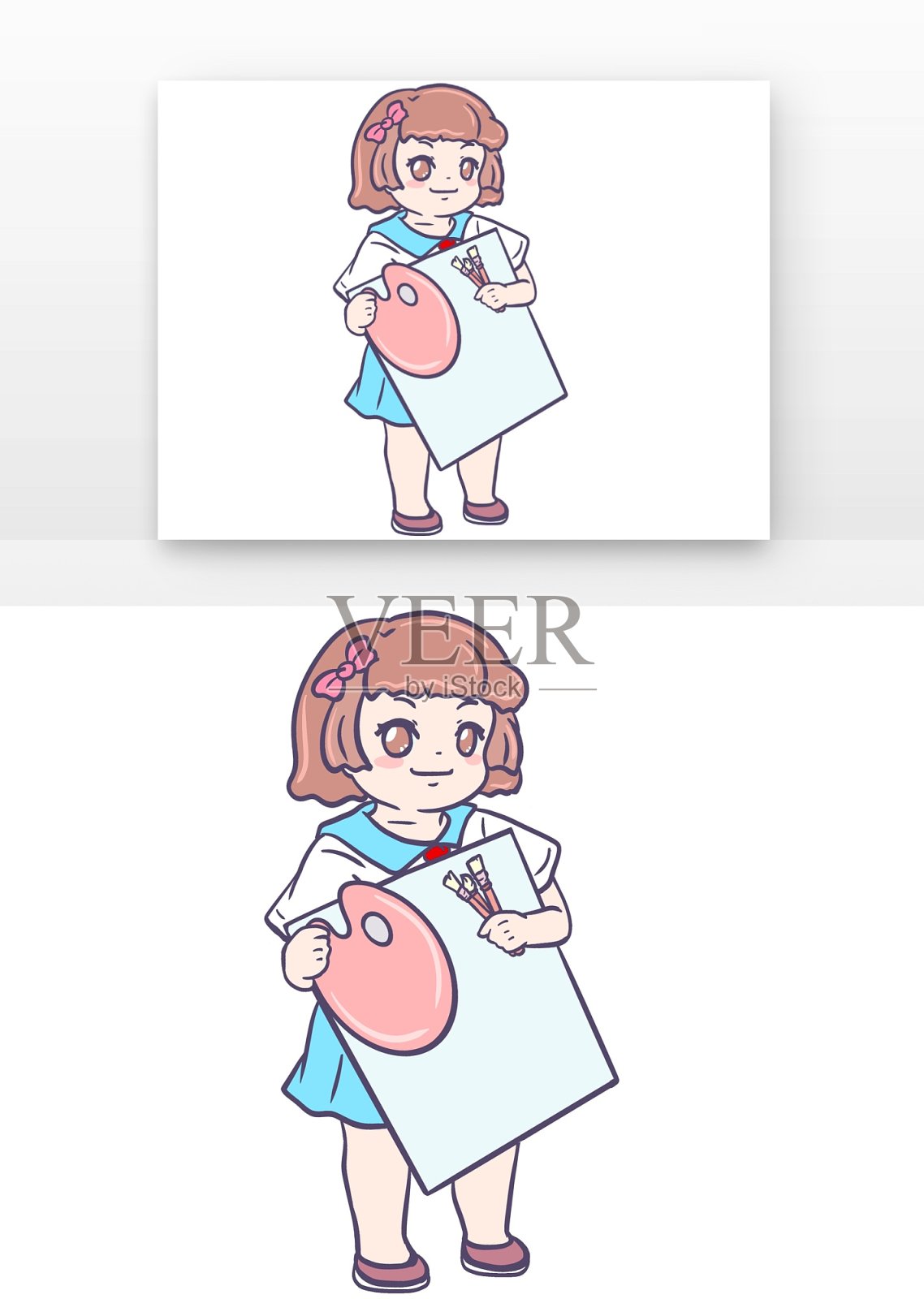 开学季女孩拿着画板设计元素图片