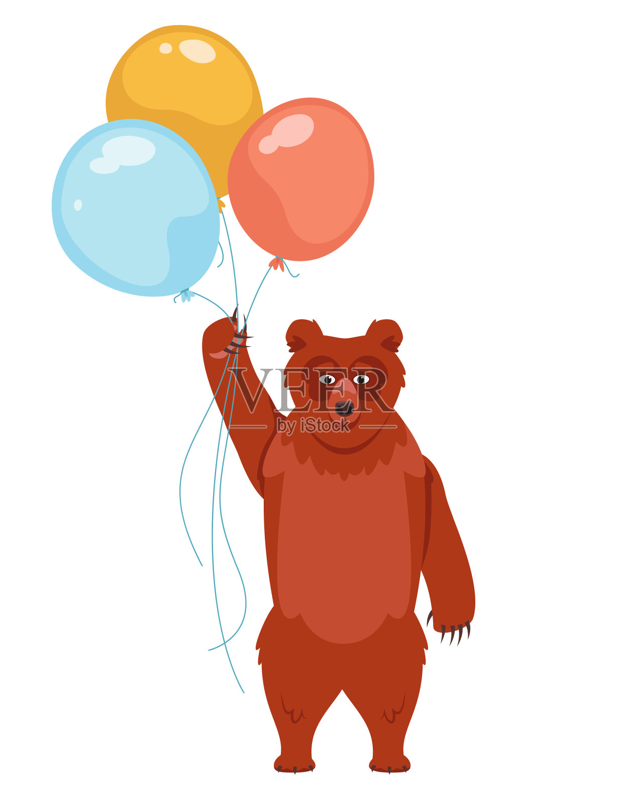 熊拿着气球。插画图片素材
