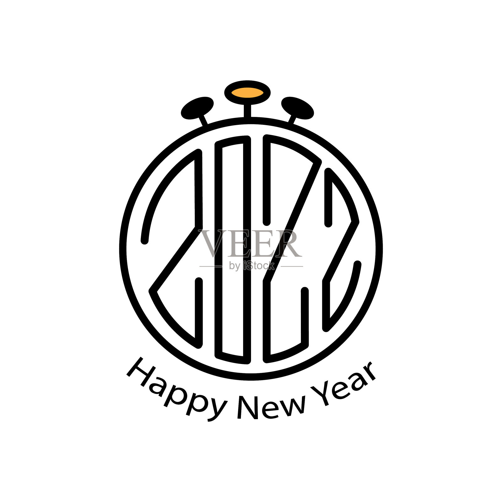 2022年新年快乐logo圈时间设计插画图片素材