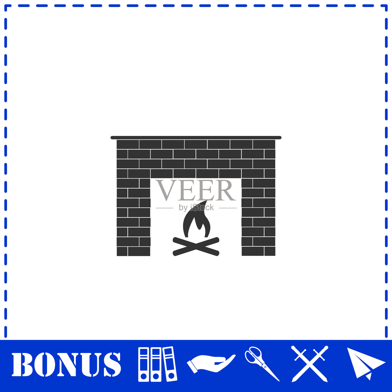 壁炉图标平插画图片素材