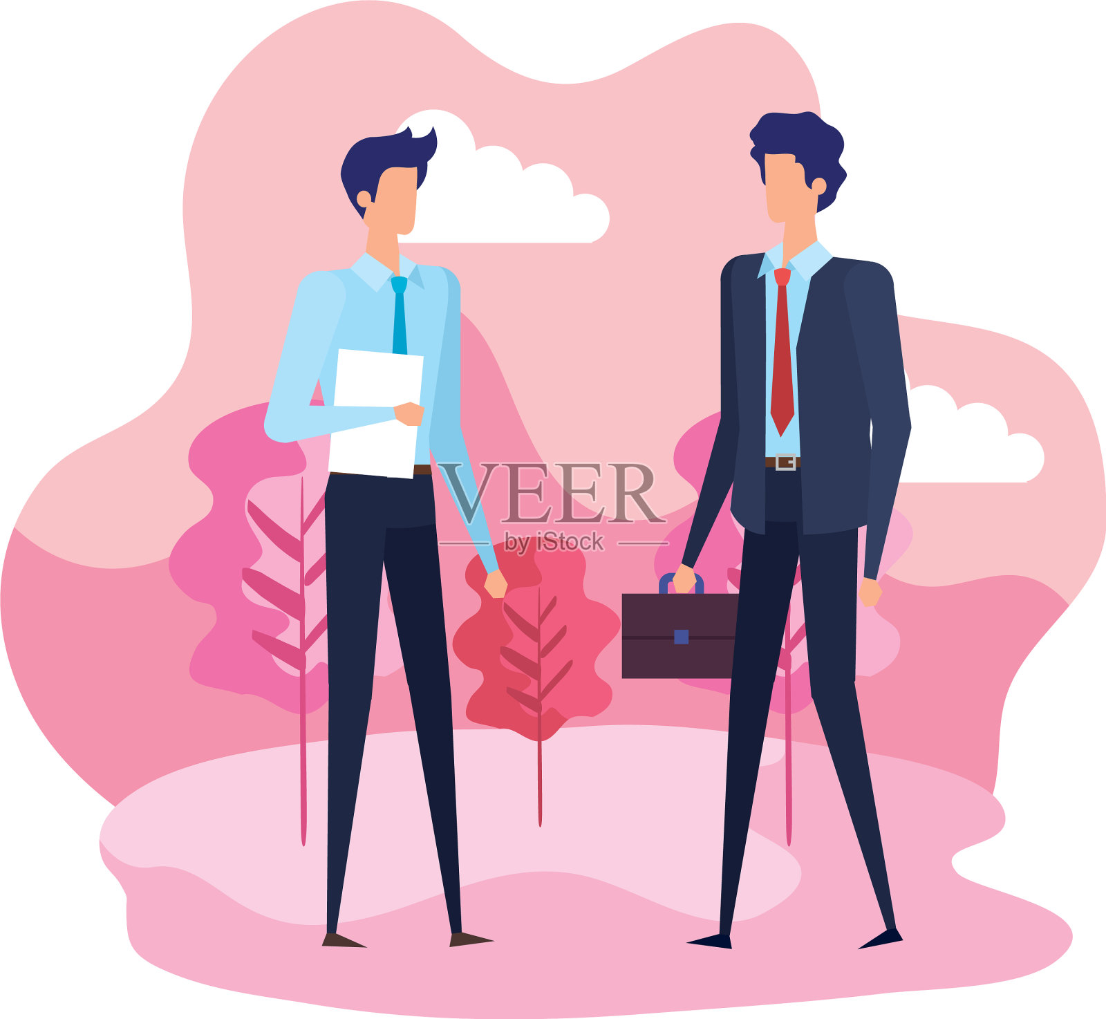 优雅的商人在田间劳作插画图片素材