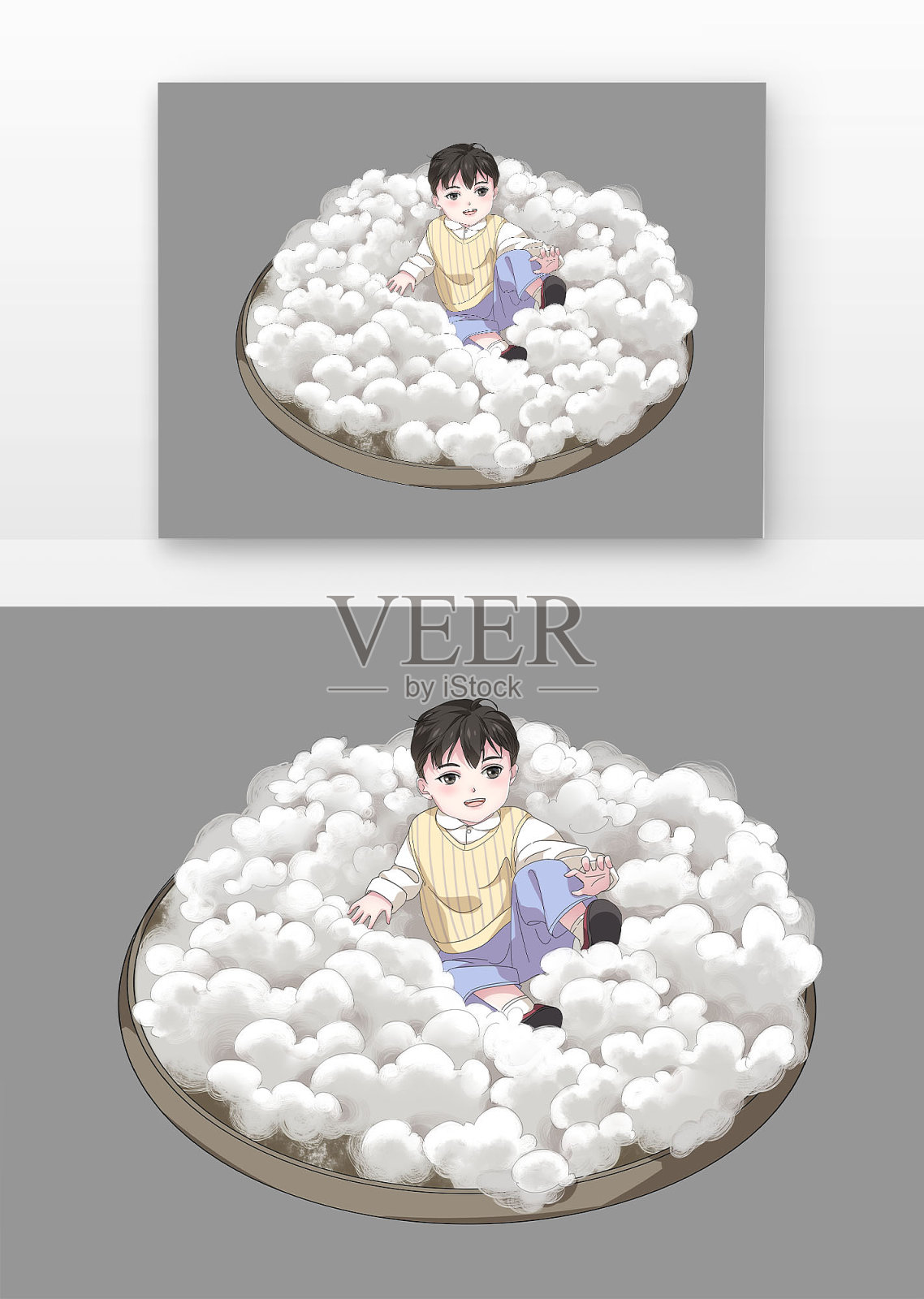 寒露人物和棉花组合设计元素图片