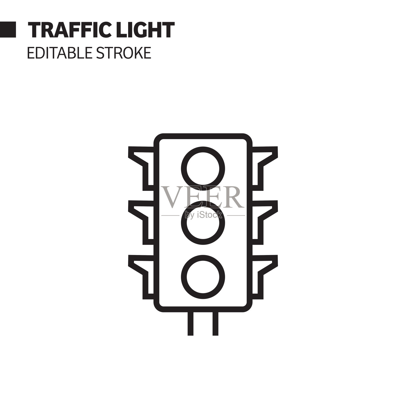 交通灯线图标，轮廓矢量符号插图。插画图片素材