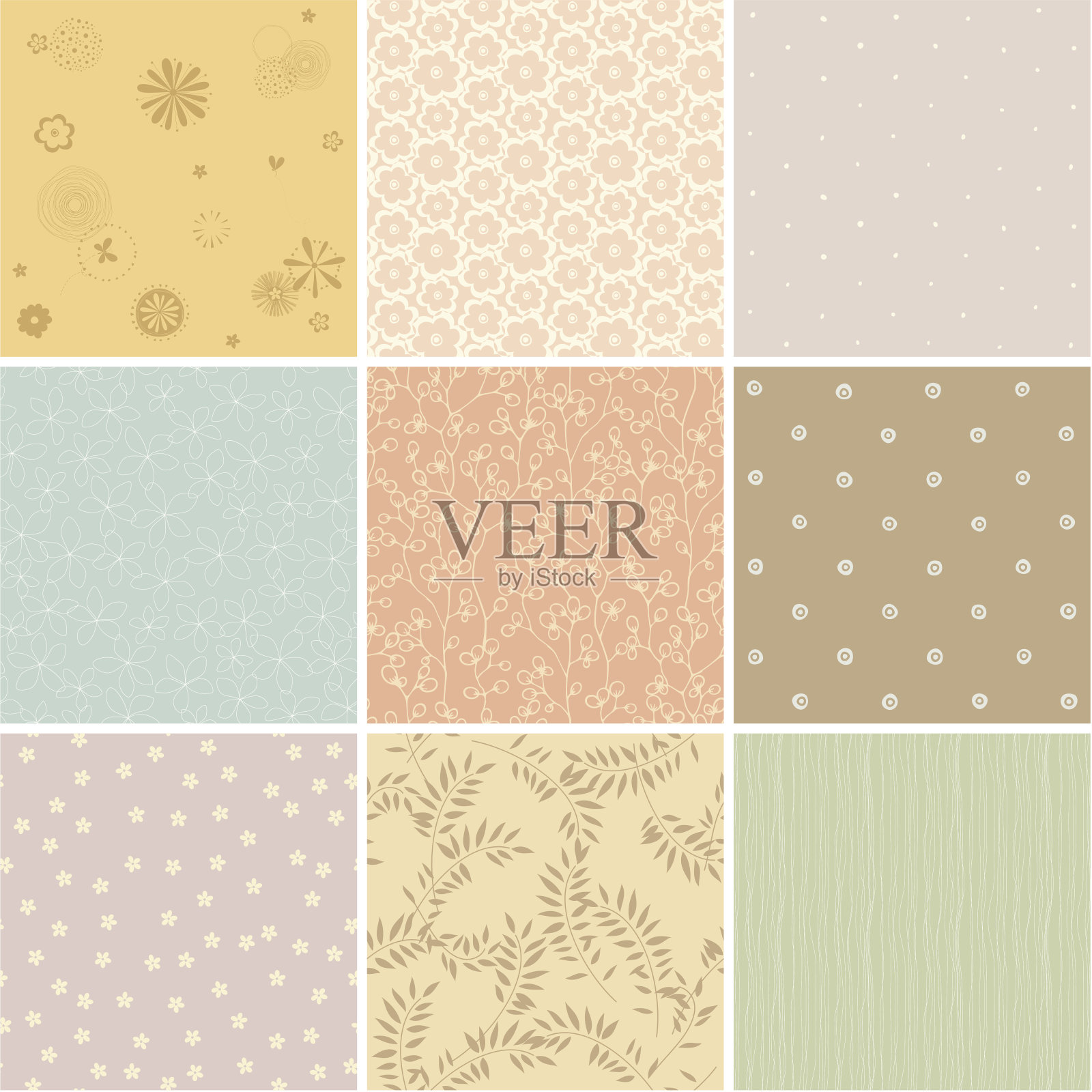 复古风格无缝套装插画图片素材