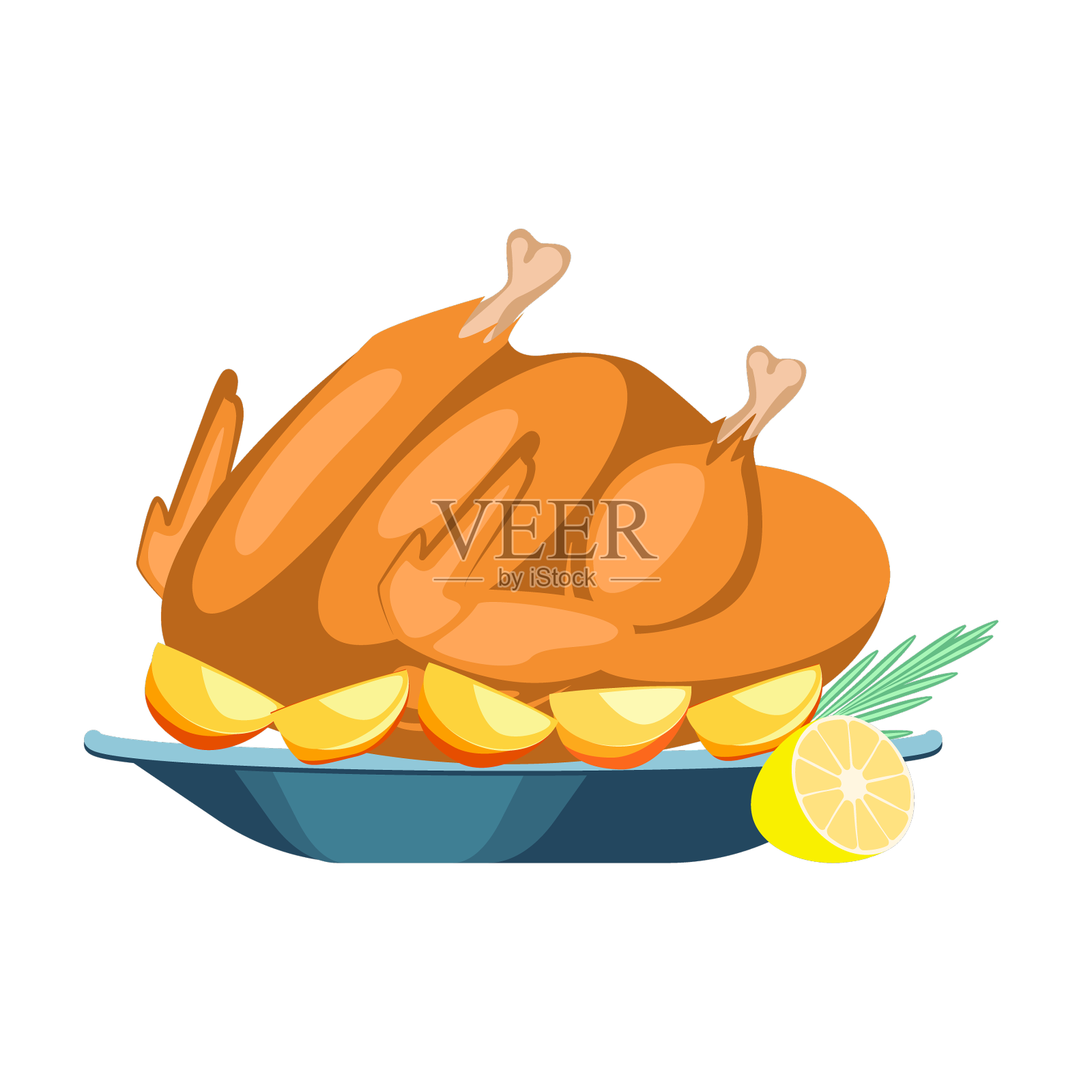 烤火鸡配炸土豆设计元素图片