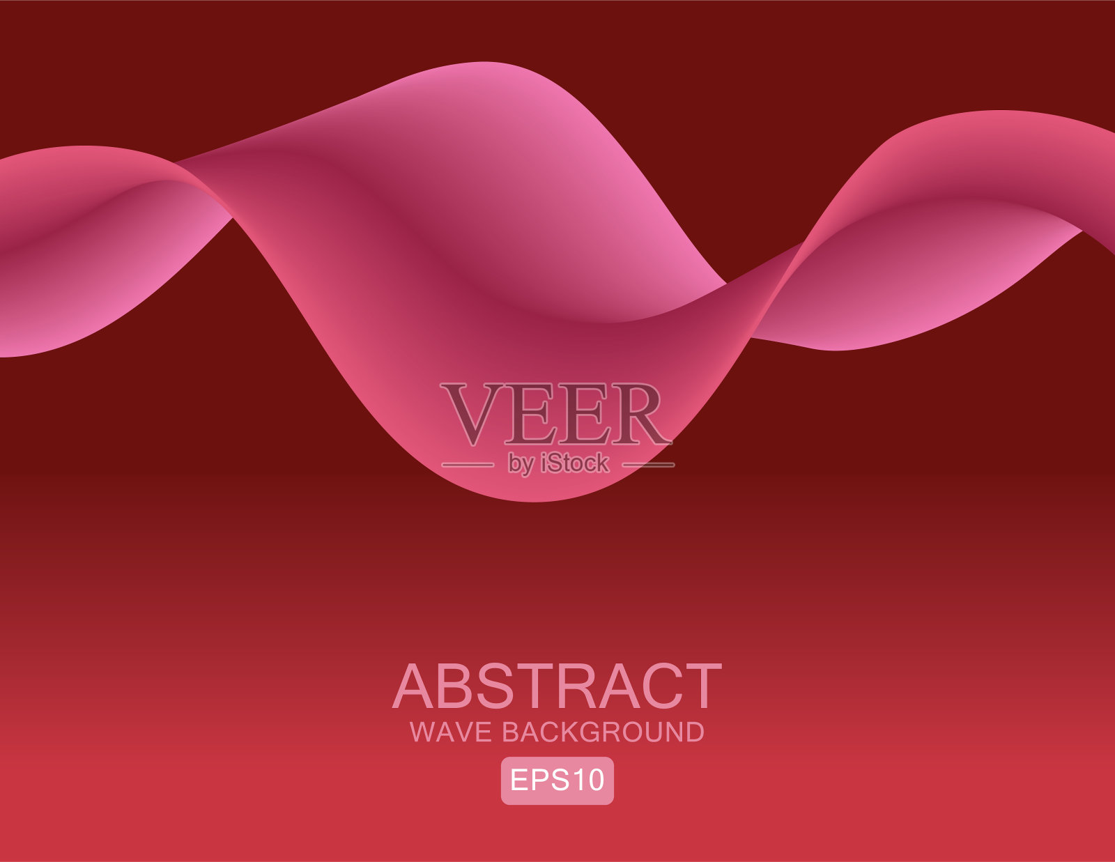 红色流动的抽象背景与三维波插画图片素材