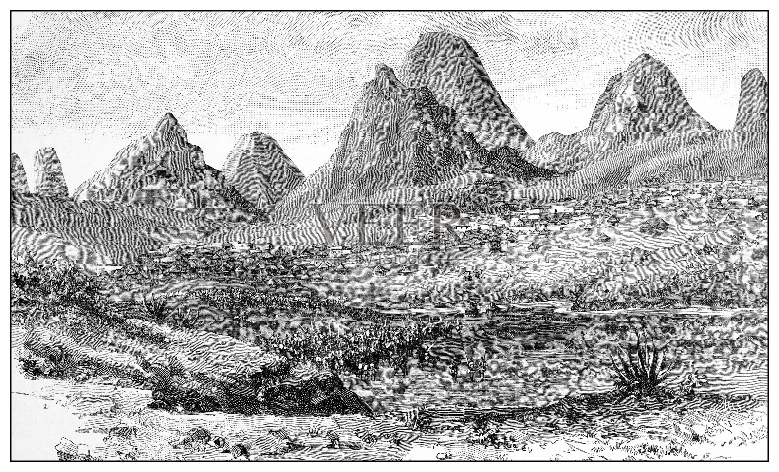 第一次意大利-埃塞俄比亚战争(1895-1896)的古董插图:Adua (Adwa)插画图片素材