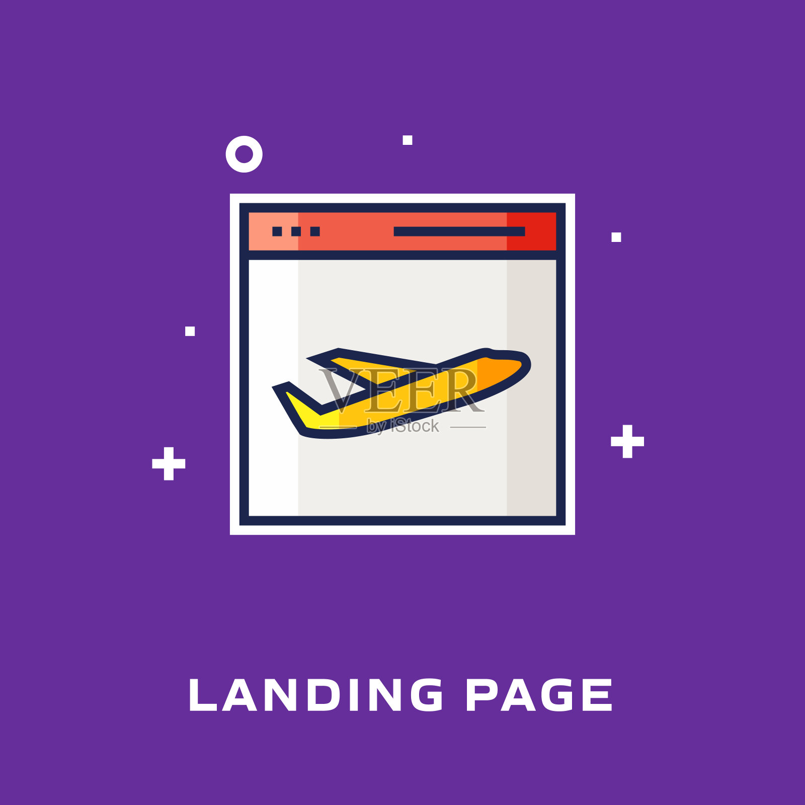 着陆页平面线图标，轮廓矢量符号说明。插画图片素材