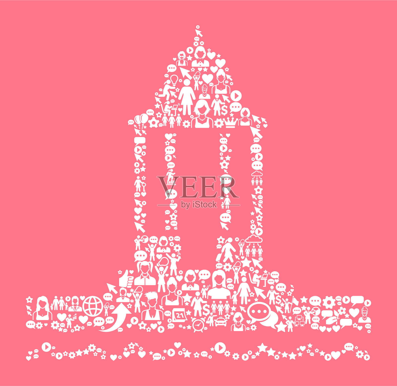 灯塔妇女权利和女孩权力的图标模式插画图片素材