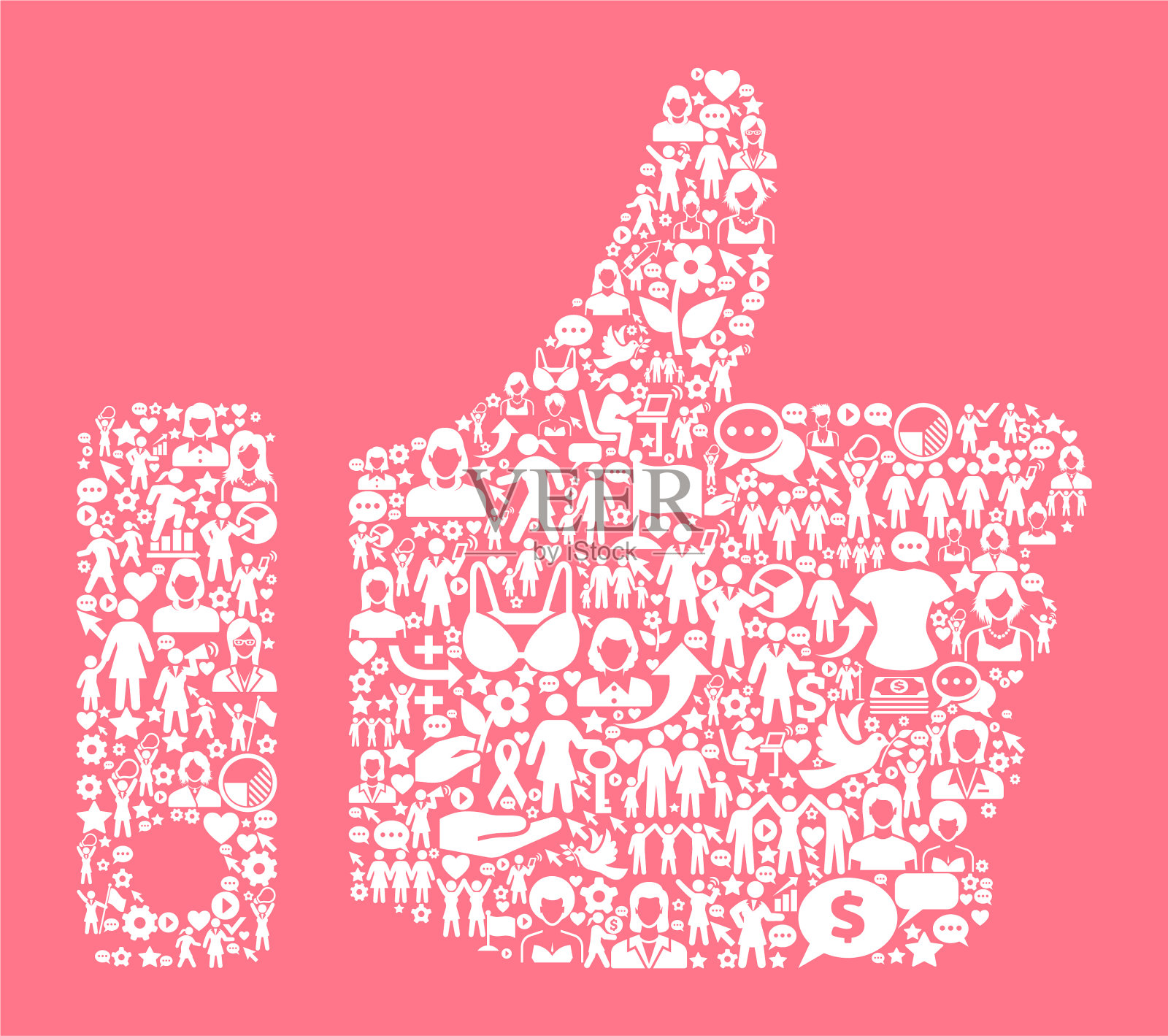 为妇女权利和女孩权力图标模式点赞插画图片素材