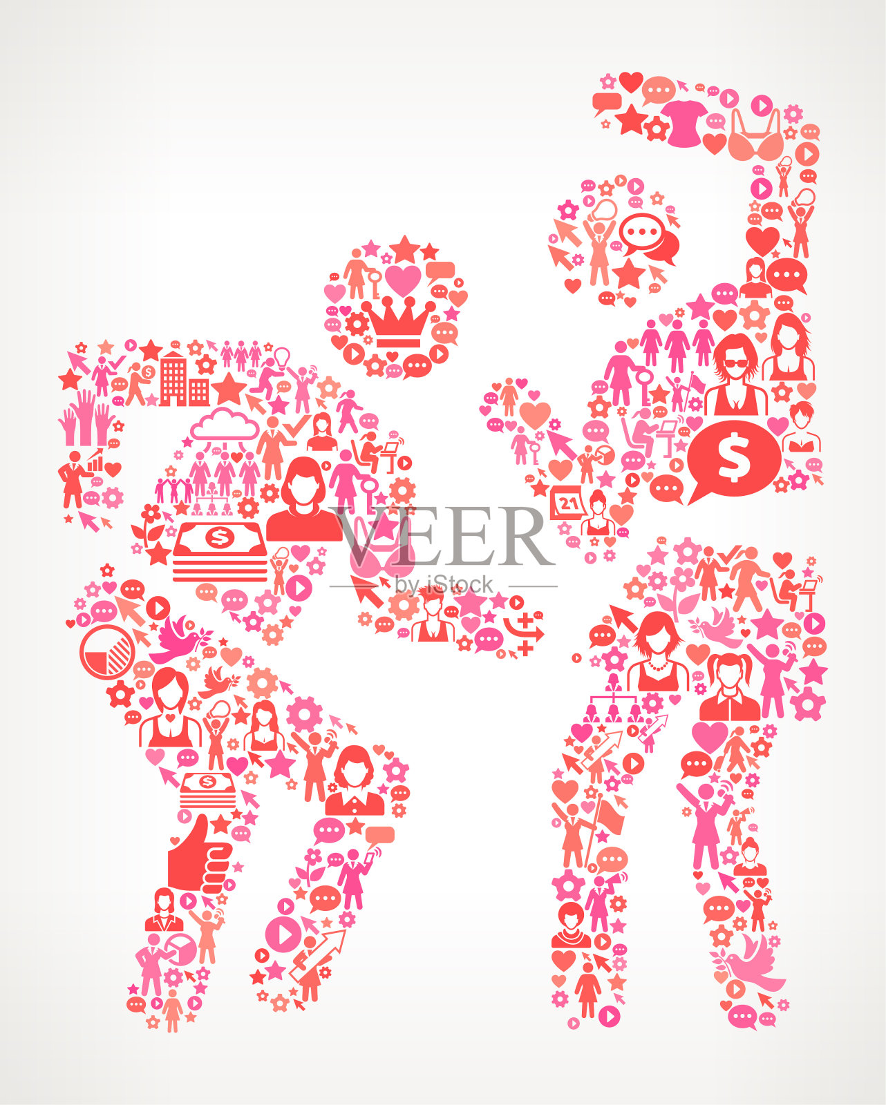 男人和女人跳舞妇女权利和女孩权力的图标模式插画图片素材