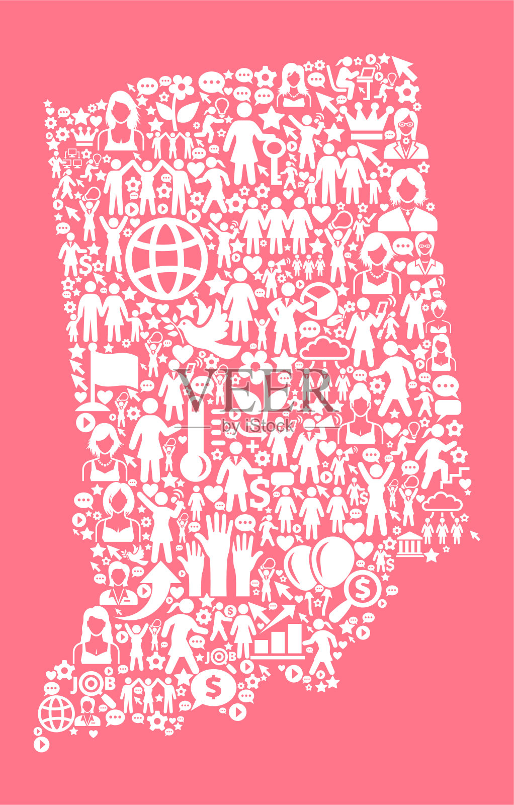 印第安纳州妇女权利矢量图标模式插画图片素材