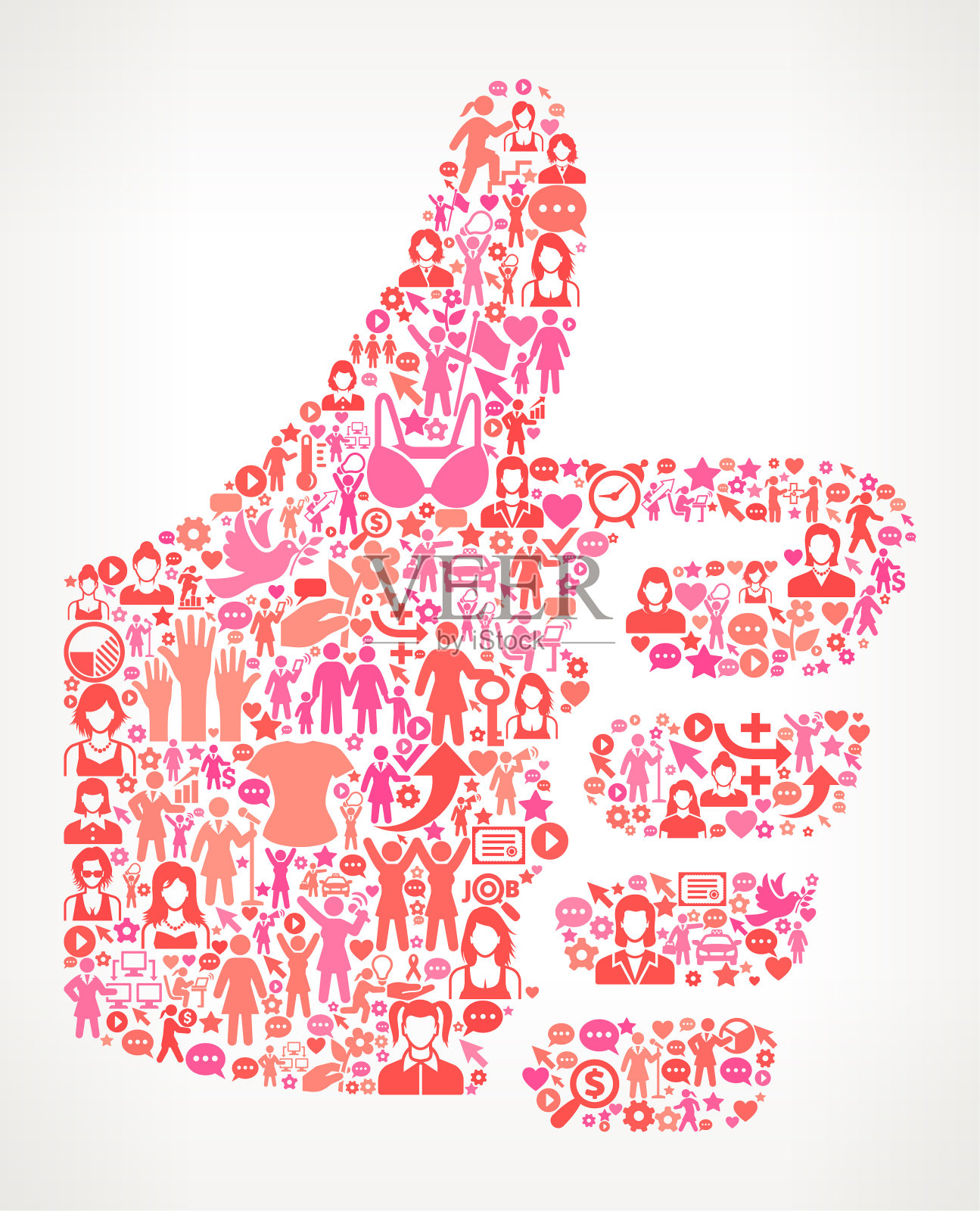 为妇女权利和女孩权力图标模式点赞插画图片素材