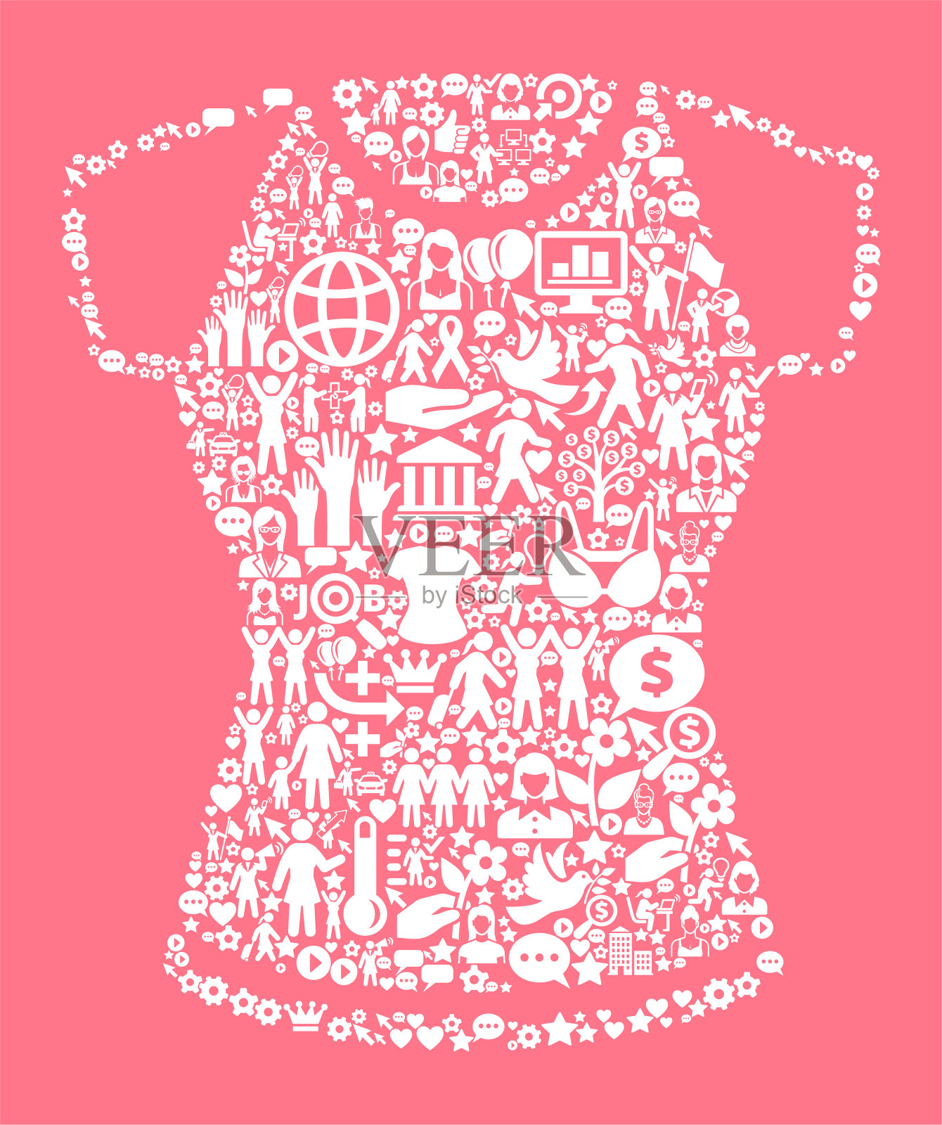 衬衫妇女权利和女孩权力图标模式插画图片素材