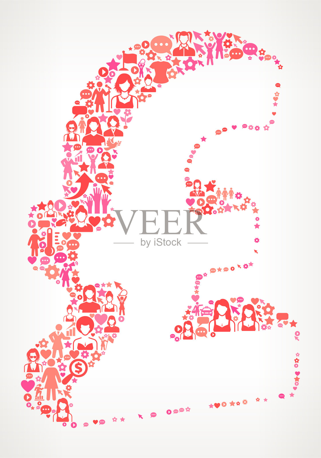 磅标志妇女权利和女性赋权图标模式插画图片素材