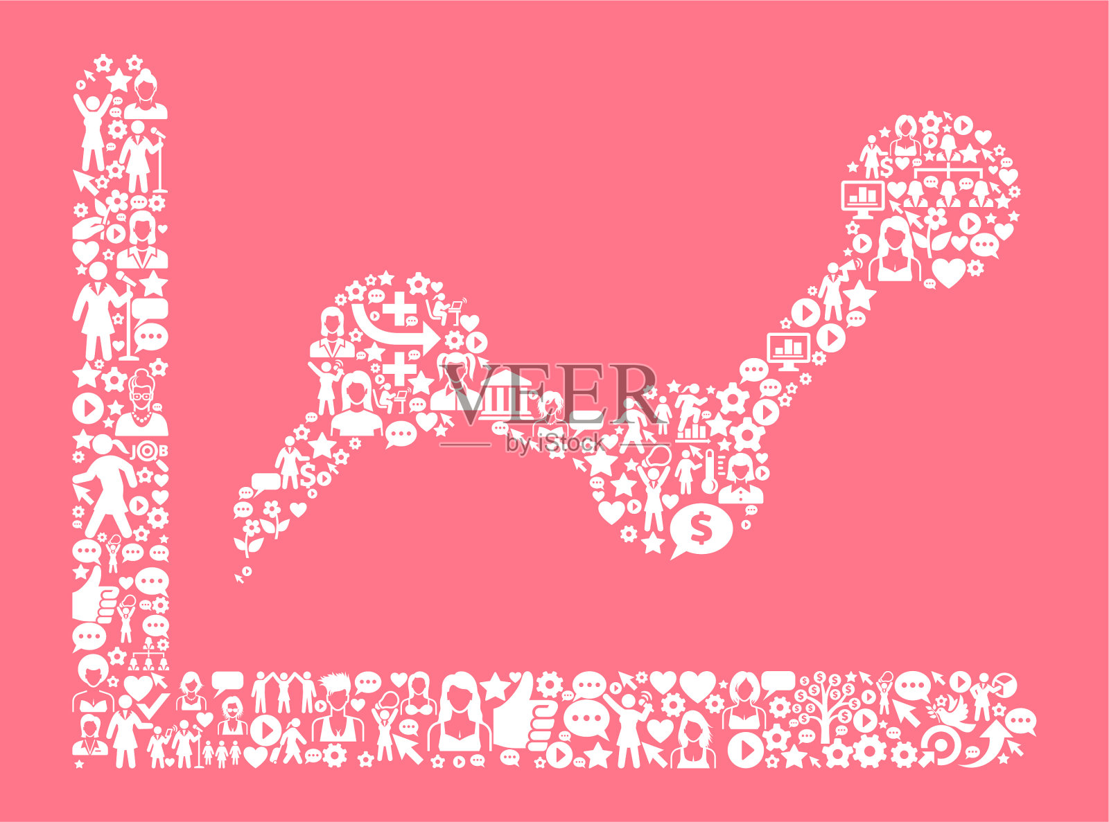 虚线图妇女权利，
图标模式插画图片素材