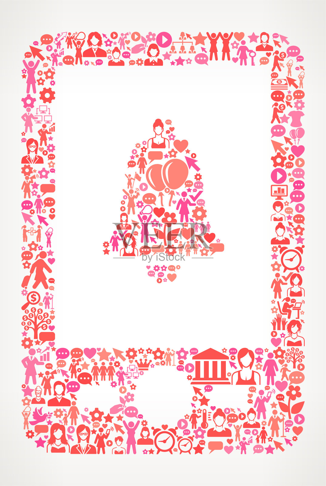 电话铃声妇女权利和女孩权力图标模式插画图片素材