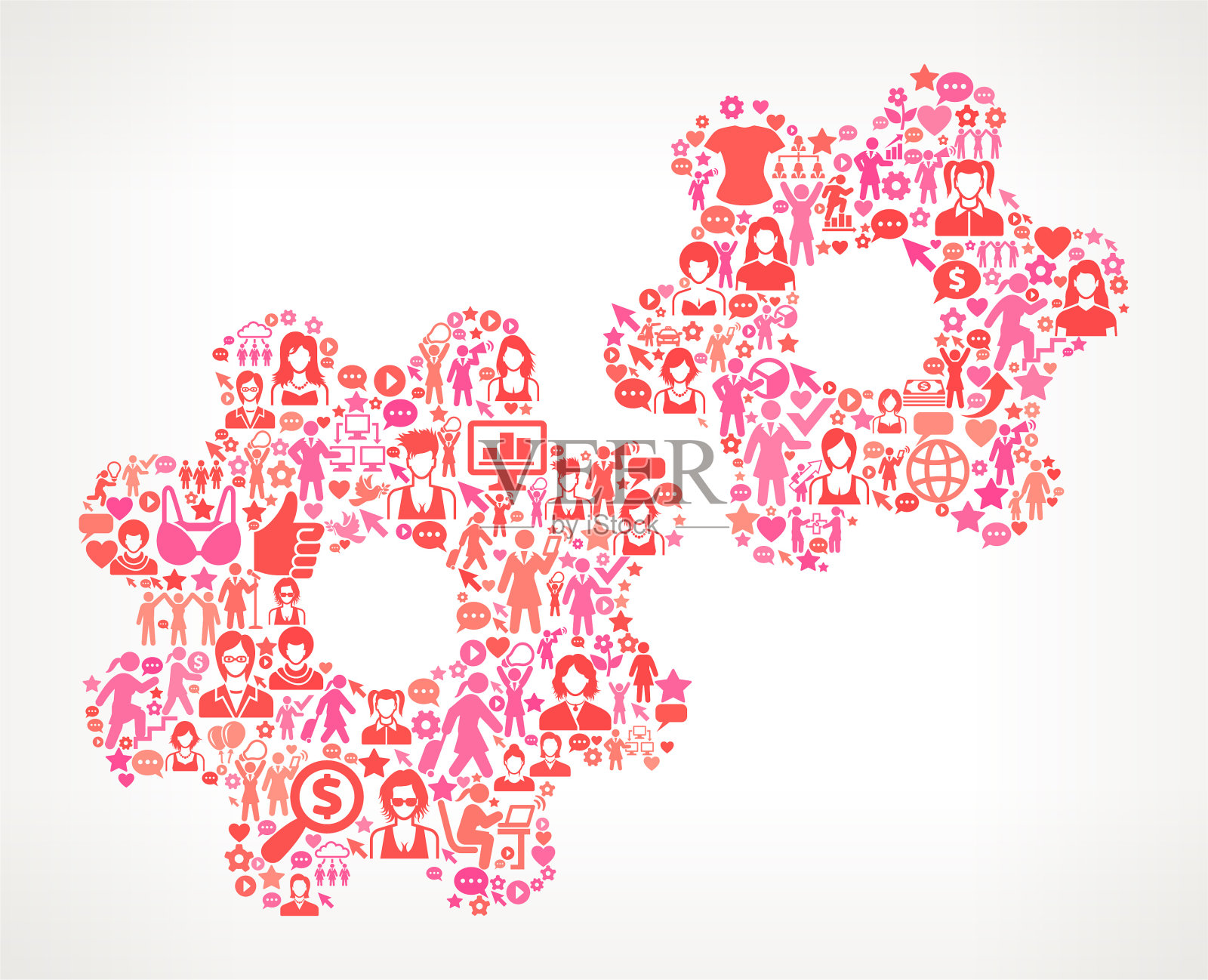 齿轮妇女权利和女性赋权图标模式插画图片素材