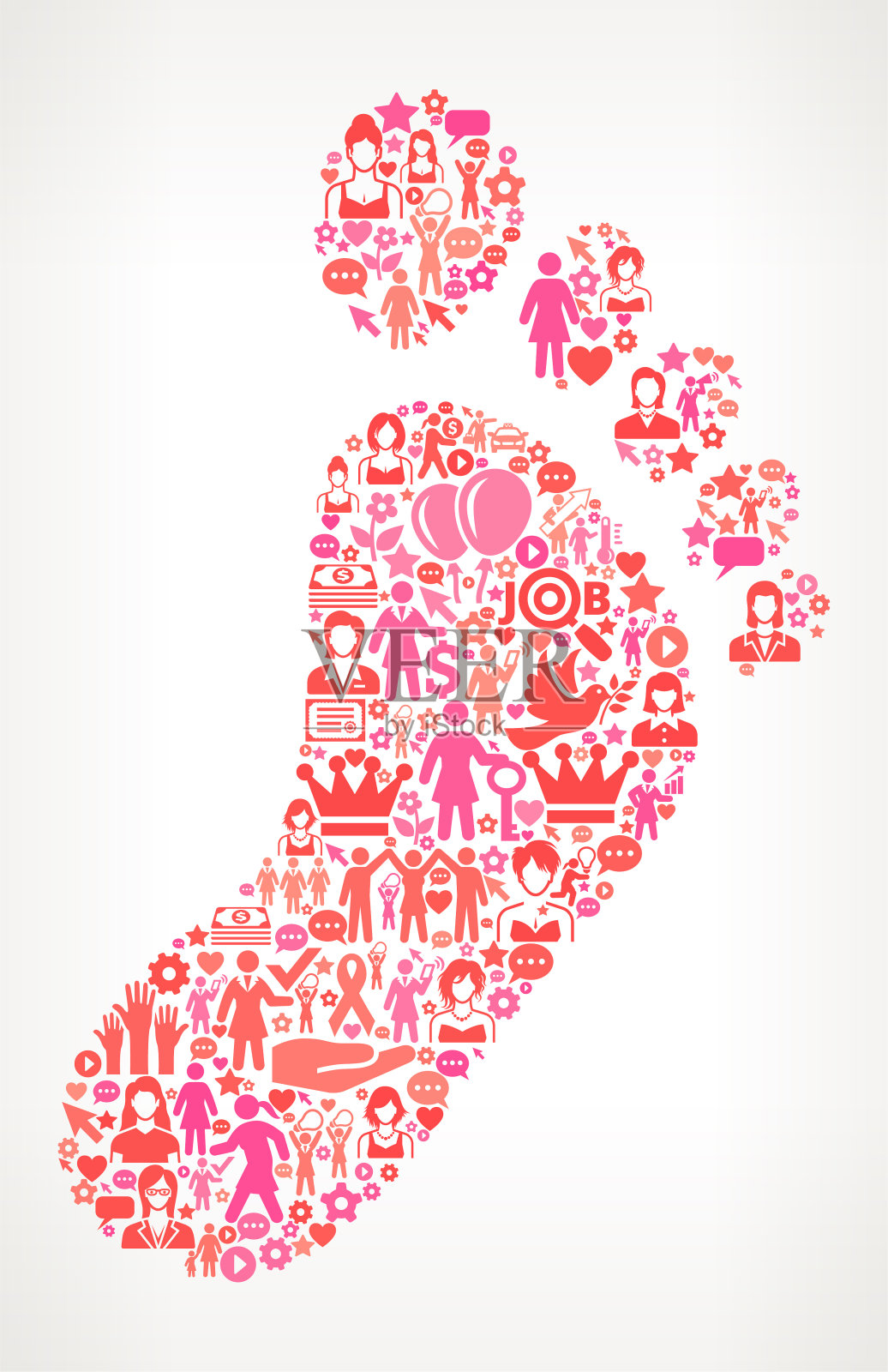 足迹妇女权利和女性赋权图标模式插画图片素材