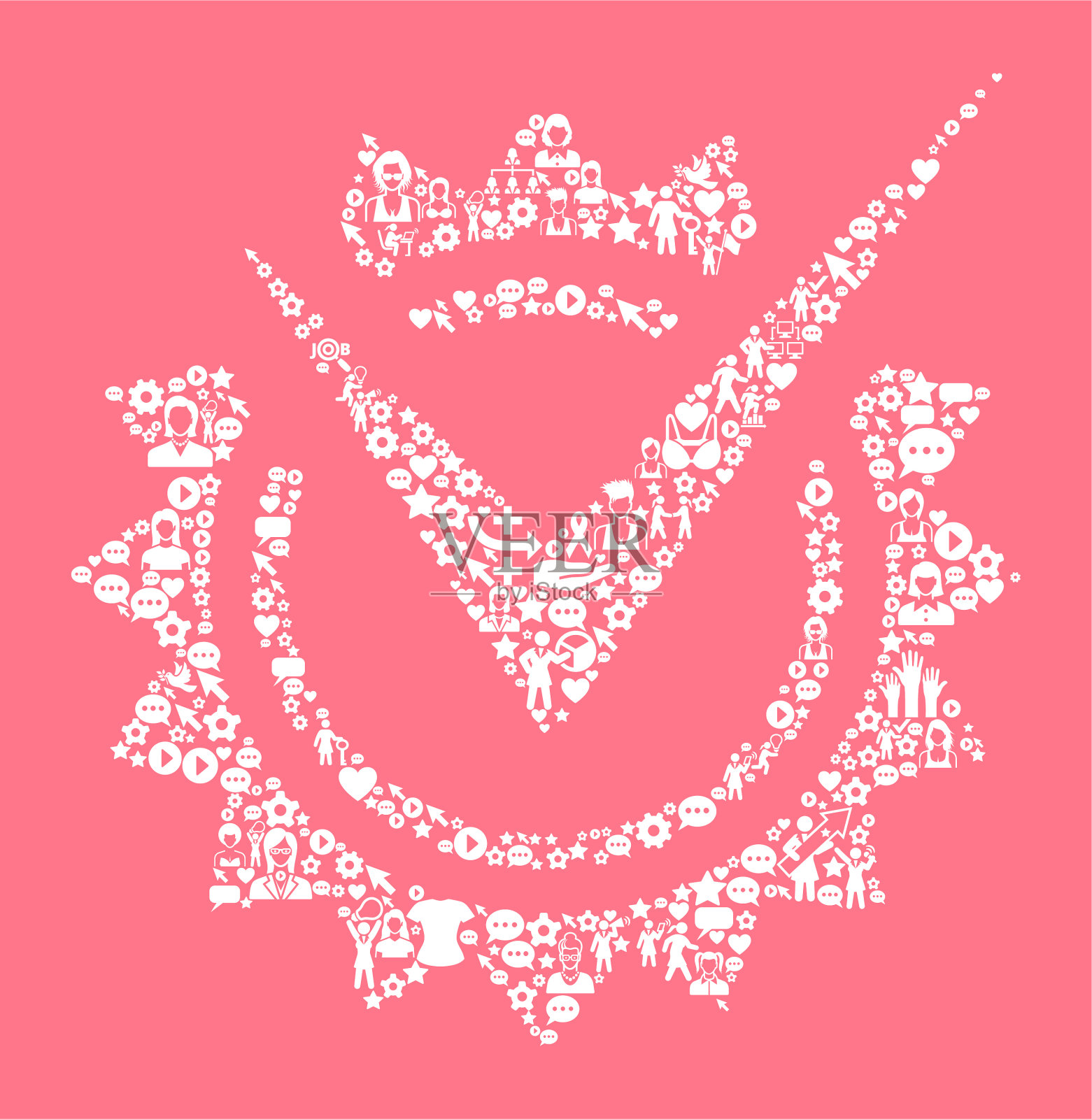 检查标志徽章妇女权利和女孩权力图标模式插画图片素材