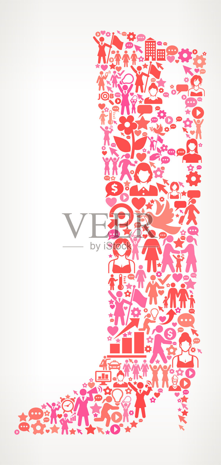 高跟鞋妇女的权利和女孩的权力图标模式插画图片素材