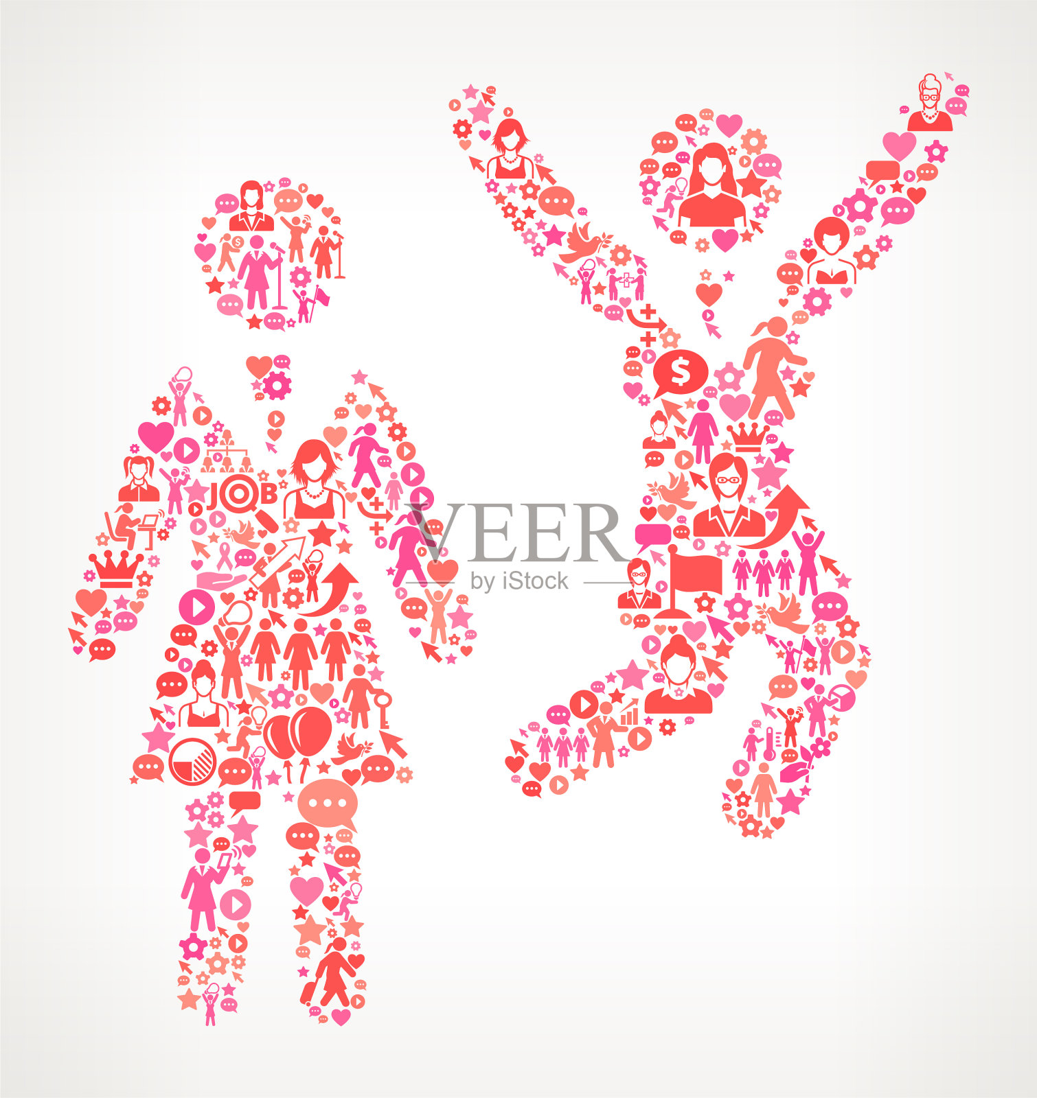 商业女性成功女性权利和女孩权力的图标模式插画图片素材