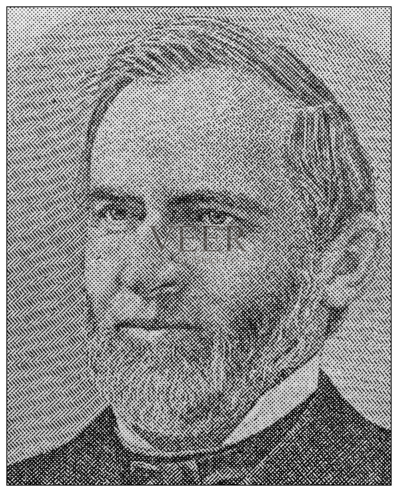 古色古香的名人肖像:查尔斯·帕克插画图片素材