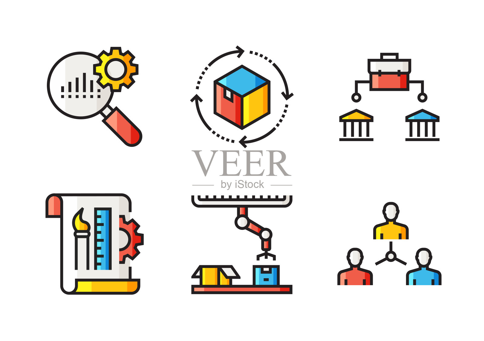 产品管理线图标，轮廓向量符号插图。插画图片素材