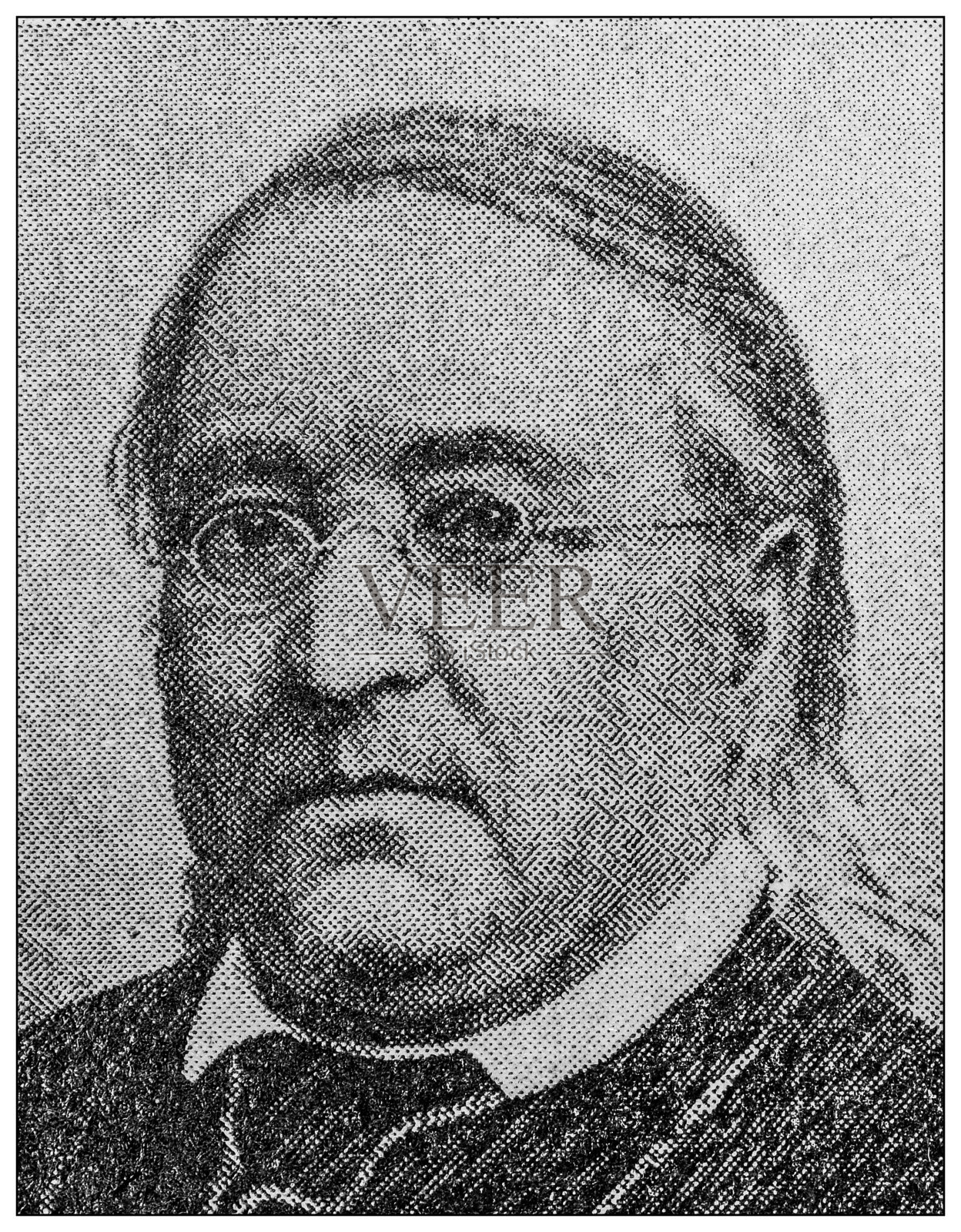 古董名人肖像:马丁·约翰·斯伯丁插画图片素材