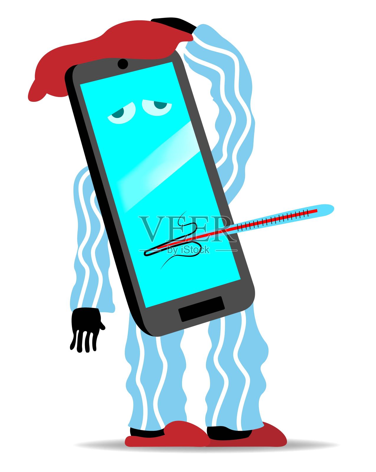 生病的手机插画图片素材