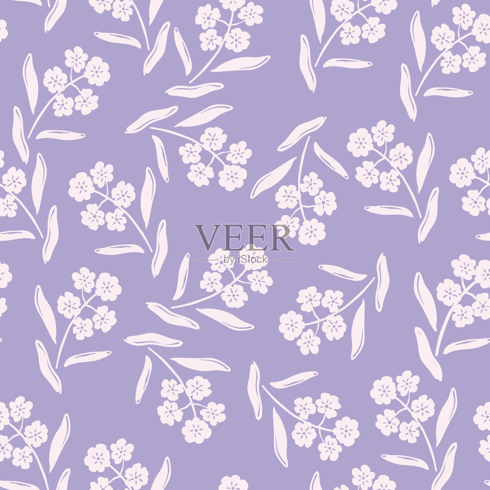 小花和花瓣的小图案无缝衔接。适用于织物印花。插画图片素材