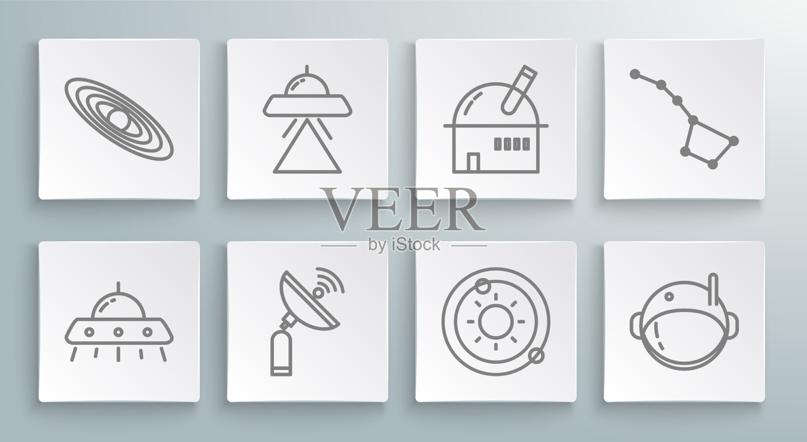 设置线UFO飞行飞船雷达太阳系图标素材