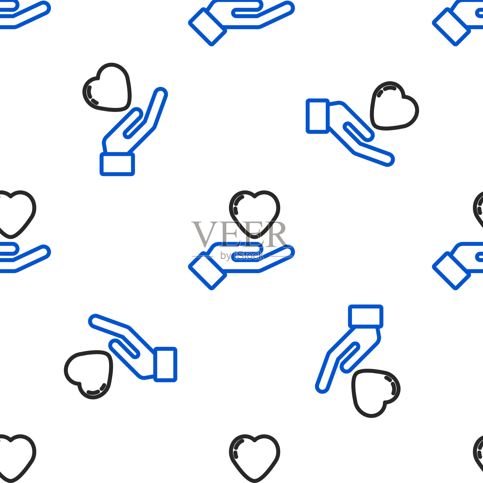 线心在手图标隔离无缝图案插画图片素材