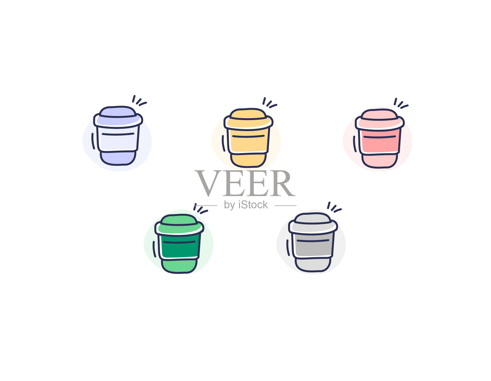 手绘涂鸦纸杯图标插画图片素材