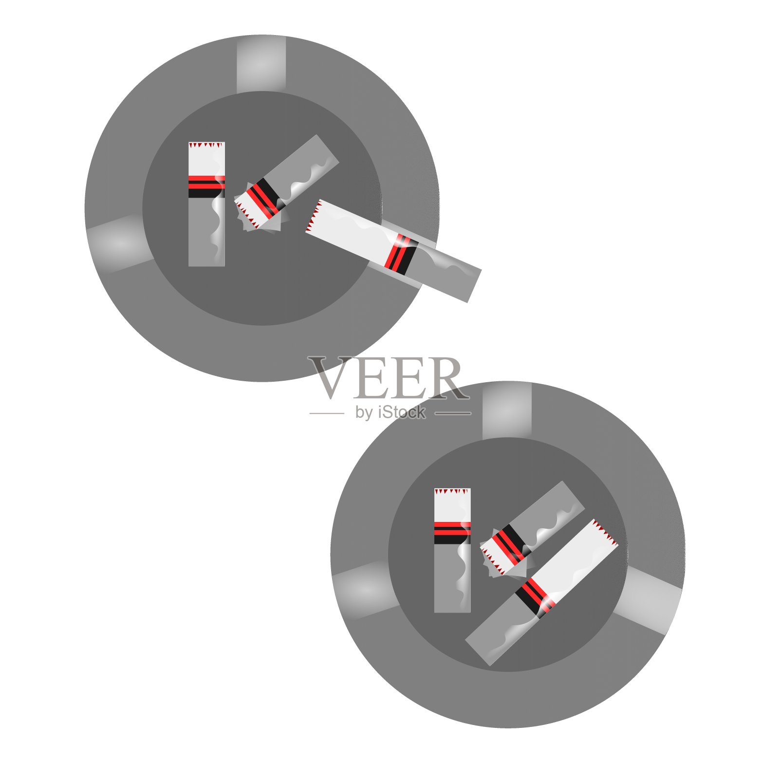 香烟和一个装满烟头的烟灰缸插画图片素材