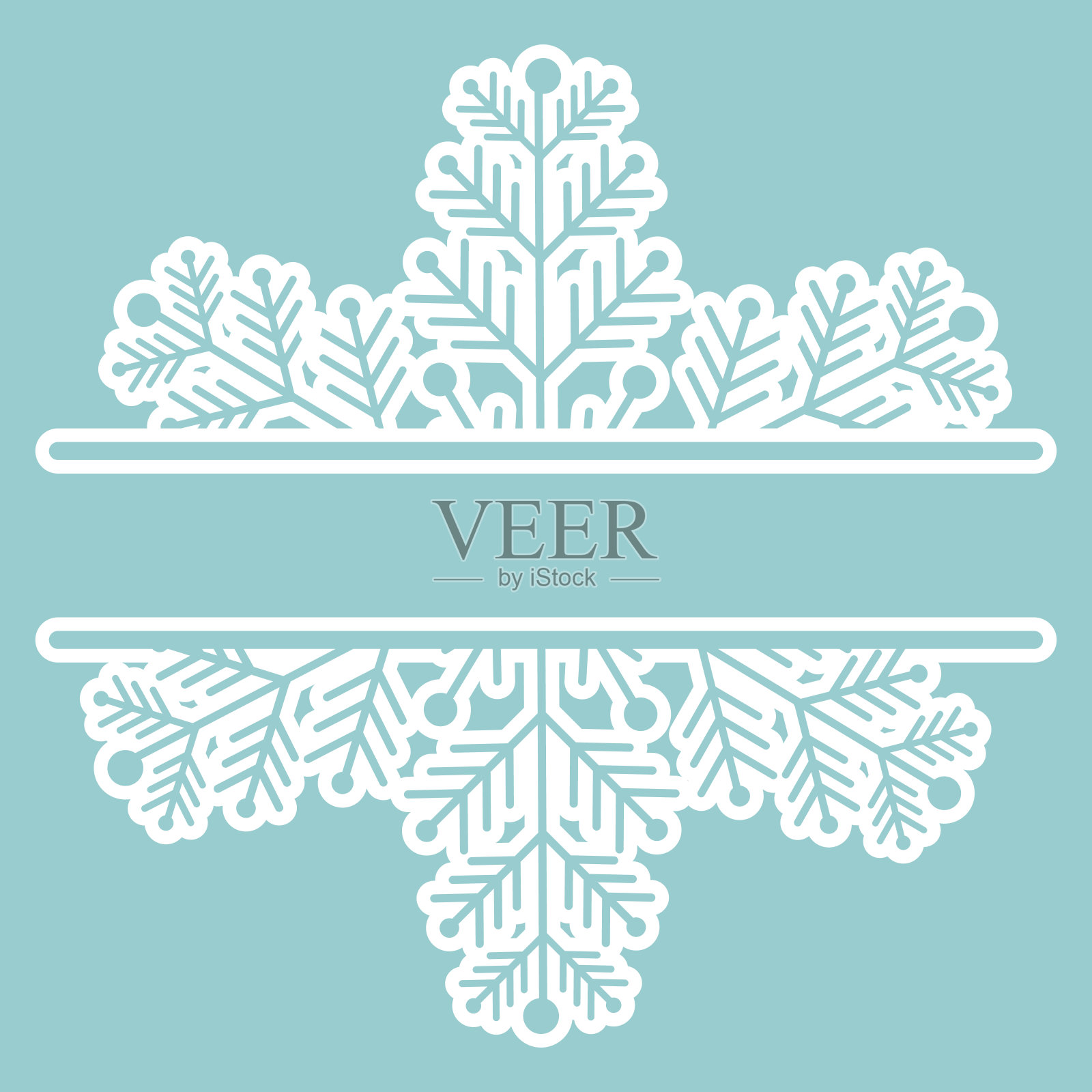 装饰雪花框架，文字字母组合，镂空，背景线隔离。圣诞佳节，冬天象征，问候。。矢量图插画图片素材